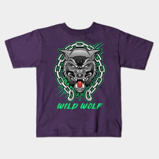 Angry Spooky Wild Big Teeth Wolf Kids T-Shirt